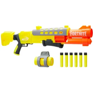 Nerf Fortnite Legendary TAC Blaster, Lackierung Gelbes Leuchten, 6-Dart Megatrommel, 6 Nerf AccuStrike Mega Darts