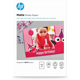HP Matte Photo Paper 4x6 25 Blatt, 10 x15 cm)