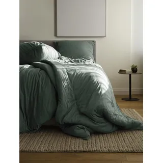 Bierbaum Bettwäsche 4135, Jersey Melange Uni, Designed in Germany, grün 30, 155x220 und 80x80 cm, Komfortgröße