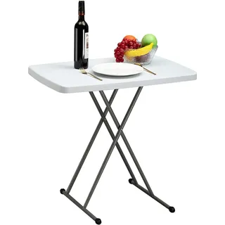 Klapptisch Campingtisch 2.5FT 76cm Weiß Tragbarer Gartentisch Balkontisch BBQ Party - Weiß