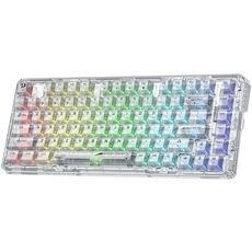 Redragon K649 PRO Gaming-Tastatur mit Dichtung, 3 Modi, 82 Tasten, volltransparente Hot-Swap-Mechanische Tastatur mit verbessertem Sockel, schallabsorbierendem Schaumstoff, durchscheinender Schalter