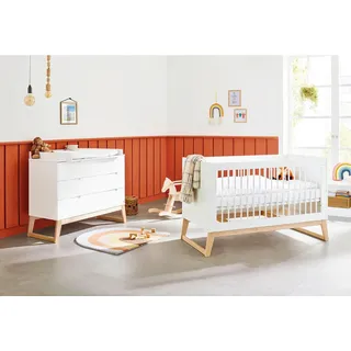 Pinolino Babyzimmer , Weiß, Eschefarben , Holz, Holzwerkstoff , Esche , massiv , 3 Schubladen , Aufbauanleitung im Karton, Lattenrost inklusive, Schlupfsprossen, zum Juniorbett umbaubar, höhenverstellbar, Sprossen mit Normabstand , Babymöbel & Kindermöbel, Babyzimmer, Babyzimmer-Serien