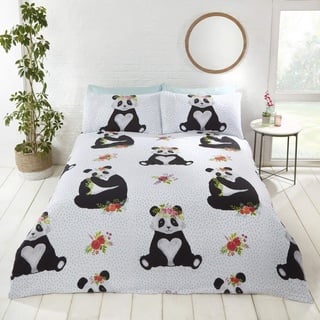 Rapport Home Bettwäsche-Set Panda, Baumwolle, Mehrfarbig, 2-teilig, Größe: Einzelbett 135 x 200 cm