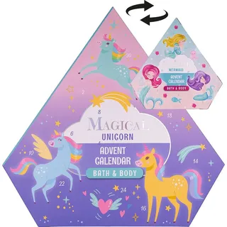 Accentra Adventskalender Magisches Einhorn und Meerjungfrau 40x8,5x39 cm Vanille/Erdbeerduft