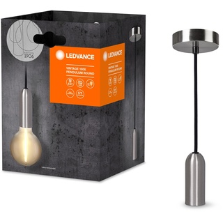 LEDVANCE Vintage 1906 Pendelleuchte ROUND E27, chrome, max. 25W (LED 15W), E27 Sockel, runder Baldachin, Innenraum-Pendelleuchte, Kombination mit 1906 Vintage-Lampen, Kombination mit smarten Lampen