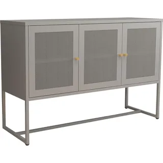 [en.casa] Sideboard Sund mit 3 Türen Stahl Grau