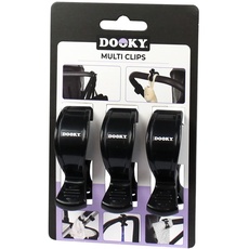 Dooky - Multi Haken, 3 Stück - Für Kinderwagen/Buggy Taschen, Kinderwagenhaken Clips Multifunctional Taschenhaken - Schwarz