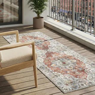 Waschbarer Laufer - Domingo Mandala Terra - 80x350 cm - Wohnzimmer, Balkon, Garten / Terrasse, Flur - FRAAI | Home & Living - Boho, Orientalisch - Rot