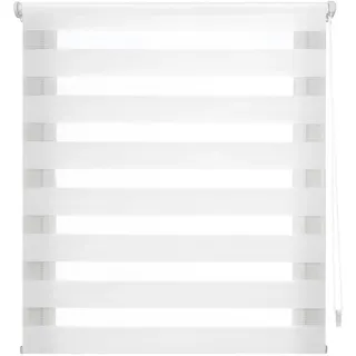 Decorblind | Doppellagiges Rollo ohne Werkzeug und ohne Bohren, Maße: Breite 60 x Länge 130 cm, Maße Stoff: 57 x 125 cm, Weiß, Fensterrollos für Nacht und Tag