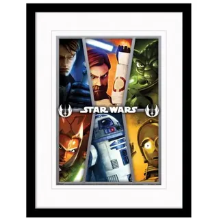 Pyramid International Star Wars: Clone Wars Poster, gerahmt, Collector's Edition (Charakter-Collage mit weißem Rand), 30 x 40 cm