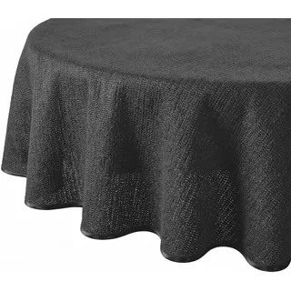 Tischdecke Outdoor Wetterfest Rund - rutschfest & UV-Beständig in 7 Farben - Weichschaum PVC Tischdecke Abwaschbar & Waschbar bei 30°C - Gartentischdecke Rund 140 cm Schwarz