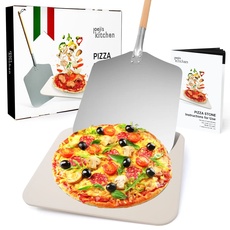Joeji's Kitchen Pizzastein für Backofen & Gasgrill inkl. Pizzaschieber Pizzastein Aus Hochwertigem Cordierit - Pizzaschaufelset