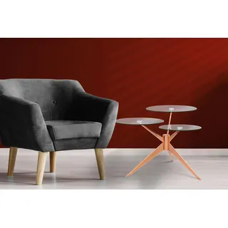 Kayoom Beistelltisch Kupfer Metall, Glas, rund 75x46x60 cm