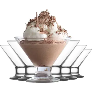 NORDIC SCHILLER Eisbecher Glas Set, Eiscremegläser (6, 165 ml), Dessertgläser mit Fuß, Dessertschalen für Eiscreme Eisschalen, Eisgläser, Desserts, Obst, Vorspeise, Cocktails, Dessertgläser