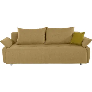 Schlafsofa COLLECTION AB "3-Sitzer, Funtastic", gelb, B:212cm H:84cm T:96cm, Zierkissen: 100% Polyester;Struktur (100% Polyester);Kunstleder SOFTLUX;Microfaser PRIMABELLE (100% Polyester), Sofas, Schlafsofa, inkl. Bettfunktion, Bettkasten, Federkern, Frei im Raum stellbar