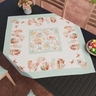 PETTI Artigiani Italiani - Ostern Mitteldecke, Modernes Digitaldruck-Table Runner, 100% Made in Italy, Mikrofaser, Pastel Pink, Yellow, Green, Ostern Frühling
