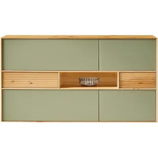 Anrei Sideboard , Buchefarben, Salbeigrün , Holz, Glas , Buche , massiv , 2 Schublade(n) Schubladen , 158.1x89.8x47 cm , Typenauswahl, individuell planbar, Beimöbel erhältlich, in verschiedenen Holzarten erhältlich , Holzmöbel, Wohnwände Holz, Wohnwand Serien Holz