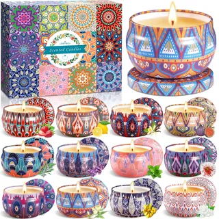 MULEVIP Duftkerzen Set 12 Stück Duftkerzen Geschenkset,Kerzen Geschenkset Duftkerze Set Sojawachs Aromatherapie Kerzen für Damen Weihnachten,Kerzen Deko,Geburtstag,Valentinstag,Muttertag,Bad,Yoga