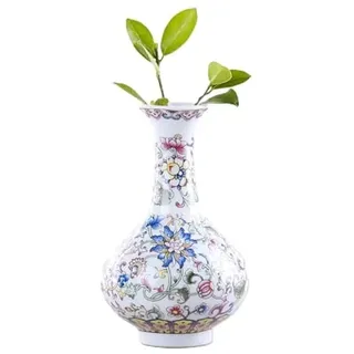 Kleine Keramikvase für Blumen, handgefertigt, elegant, fette Bauchvase, Vintage, chinesische Malerei, Porzellan, dekorative Vasen für Büro, Heimdekoration, 13 cm, Weiß