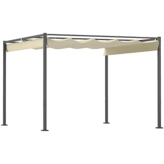 Outsunny Pergola ca. 3x3m , Beige , Metall , 297x221x298 cm , Sonnenschutz, Pavillons