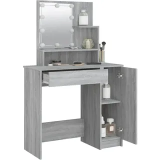 vidaXL Schminktisch mit LED Grau Sonoma 86,5x35x136 cm - Grau