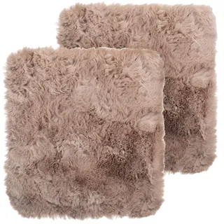 Brandsseller Sitzkissen Teppich 38 x 38 cm Lammfelloptik quadratisch Kunstfell Fellimitat Langflorteppich Lammfellauflage Schaffellimitat - Taupe