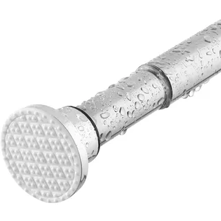 Silber Duschvorhangstange ohne Bohren aus Edelstahl, Ausziehbare Feder Spannstange Rostfrei & Rutschfest, 70 bis 195cm Teleskopstange für ihre Badewanne