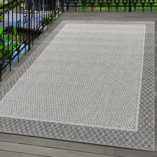 Carpetsale24 Outdoor Teppich Wetterfest Innen & Außenbereich Modern Design Küchenteppich Balkon Terrassen Flachgewebe Wetterfest, Grösse: 80x250 cm - Creme