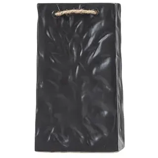 Keramikvase im Geschenkbeutel-Design – Moderne Dekovase in Schwarz oder Weiß – Stilvolle Blumenvase für Wohnzimmer, Tisch & Regal – Verschiedene Größen (Schwarz-Mittel)