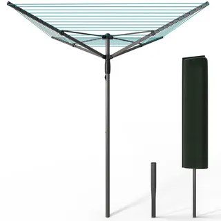 VOUNOT VOUNOT® Wäschespinne Draußen, Klappbarer Wäscheständer 4-stufig höhenverstellbar, Wäscheschirm mit 45m Wäscheleine inkl. Bodenhülse und Schutzhülle, Grau-Blau