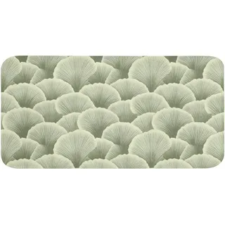 OnlyWow Badematte Fächer - Blatt - Grün Badezimmerteppich 120x60 cm , Pastellgrün , Textil , Füllung: Polyurethan (Pur) , Rechteckig , 120x60 cm , Heimtextilien, Badtextilien, Badematten