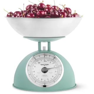 Salter Zeitlose Mechanische Küchenwaage – 2L Spülmaschinenfeste Schüssel, Leicht ablesbare Zifferblätter, Große Ziffern, Keine Batterien, Retro-Design, 5 kg Kapazität, Zutaten wiegen, Grün