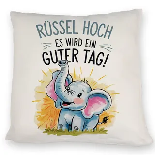 speecheese Kissen Fröhlicher Cartoon Elefant Rüssel hoch für Kinder | Lustiges Tierfreunde