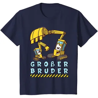 Großer Bruder 2026 Bagger Baustellen Geschwister Nachwuchs T-Shirt, Kinder, Marineblau, 116