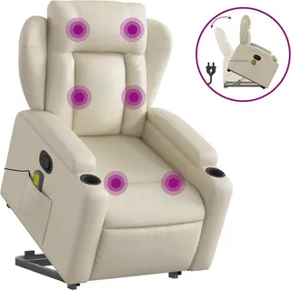 vidaXL Massagesessel mit Aufstehhilfe Creme Kunstleder - Creme