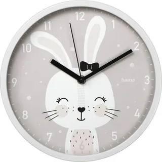 Hama Lovely Bunny Quarzwanduhr Kreis Grau - Grau, Weiß