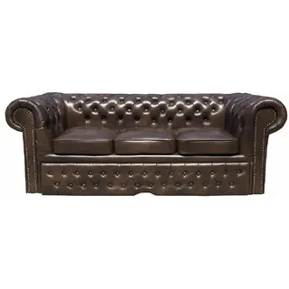 JV Möbel Chesterfield Sofa Sitz 3+2+1 Garnitur - Dunkelbraun