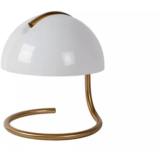 Tischleuchte Glas Schirm Weiß Gold Schlafzimmer 25 cm E27 Tischlampe blendarm