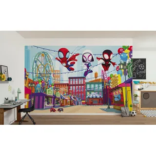 KOMAR Marvel Spidey And His Amazing Friends Theme Park - Größe 400 x 250 cm - Kinderzimmer, Kindertapete Tapete