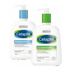 Cetaphil Feuchtigkeitslotion + Cetaphil Reinigungslotion für Körper & Gesicht