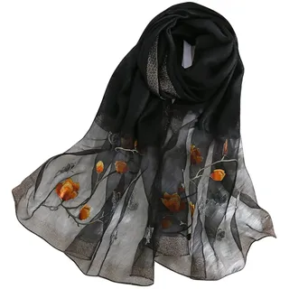 WEIGEER Silk Scarf Women Seidenschals Damen Shawl Satin Natural Pure Hijab Thin Masks Silk Cloth Luxury Binder Senior Handmade Seidentuch Damen Muslin Lotus Beach Scarf 180 * 70CM