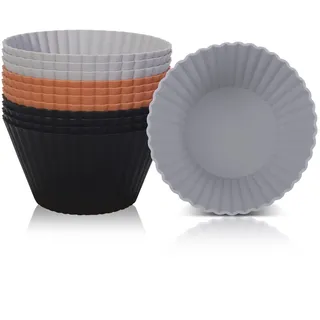 SUPER KITCHEN 9,2cm Große Muffinform Silikon, Antihaft Wiederverwendbar Silikon Backform, Cupcake Formen, Tief Muffinförmchen Muffinblech, Muffinför Ostern, Silikonform Für Heißluftfritteuse,12er-Pack
