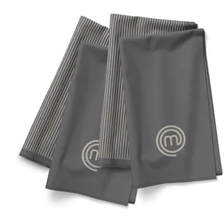 MasterChef Geschirrtücher 4er Set, Geschirrhandtücher 100% Baumwolle, Grau Küchenhandtücher, FastDry Towel Set, Saugfähig, mit Aufhängeschlaufen