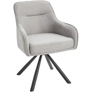 Livetastic Armlehnstuhl , Schwarz, Hellgrau , Metall, Textil , Füllung: Schaumstoff, Taschenfederkern , Drehkreuz , 61x85x61 cm , inklusive Armlehnen , Esszimmer, Stühle, Polsterstühle