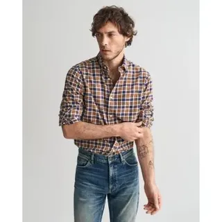 Gant für Herren. 3240194 Regular Fit Leichtes Twill-Karo Regular Fit Hemd braun (S), Lässig, Baumwolle, Langarm