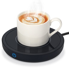 Tassenwärmer Getränkewärmer mit Elektrisch Warmhalteplatte bis zu 80°C für den Schreibtisch, Kaffeetassenwärmer mit 3 Temperatureinstellungen zum Erhitzen von Kaffee, Tee, Milch, Kakao (Schwarz)