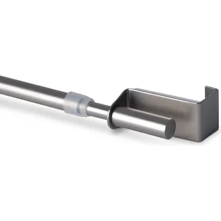 Spannvitrage, Gardinenstange - Metall - ( 90-130 cm - Silber ) zum Spannen, Klemmstange Ausziehbar, Vitragestange ohne Bohren und Schrauben, Ø 9 mm - Schwarz