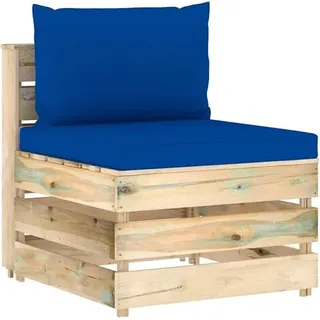 Modulares Mittelsofa mit Kissen, Lounge Sofa Outdoor, Garten Loungemöbel, Gartensofa, Gartenlounge, Balkon Set Möbel, Grün Imprägniertes Holz
