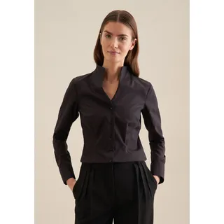 Seidensticker Damen City Bluse Langarm Slim Fit Kelchkragen Bügelfrei Blouse, Schwarz, 38 EU