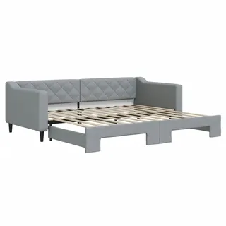 vidaXL Tagesbett Ausziehbar Hellgrau 90x200 cm Stoff - Grau